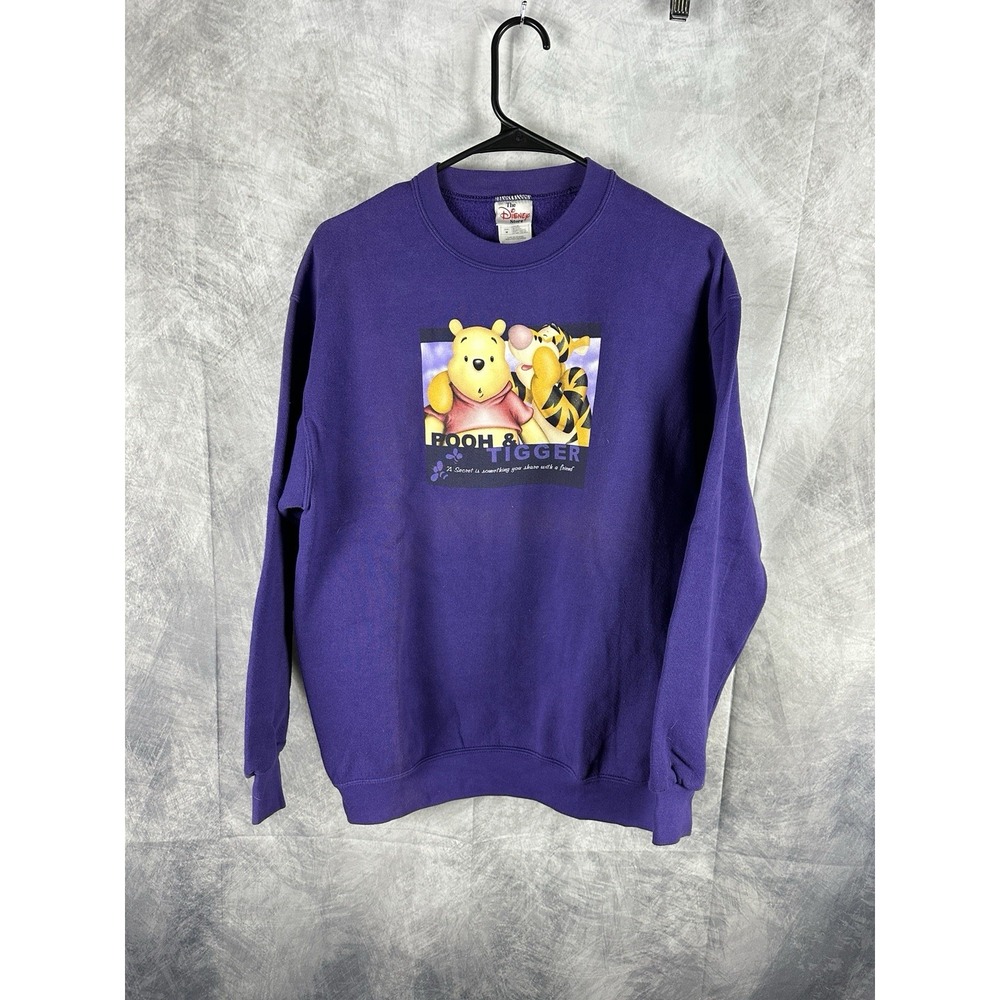 VTG Disney Store Winnie The Pooh Tigger Sweater Medium Crewneck Pullover Purple